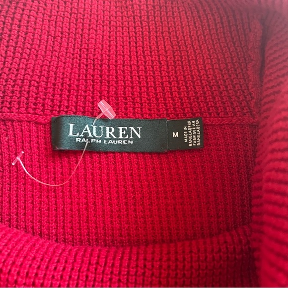 Lauren Ralph Lauren Red Cowl Neck Cotton Sweater Size M - Picture 7 of 11